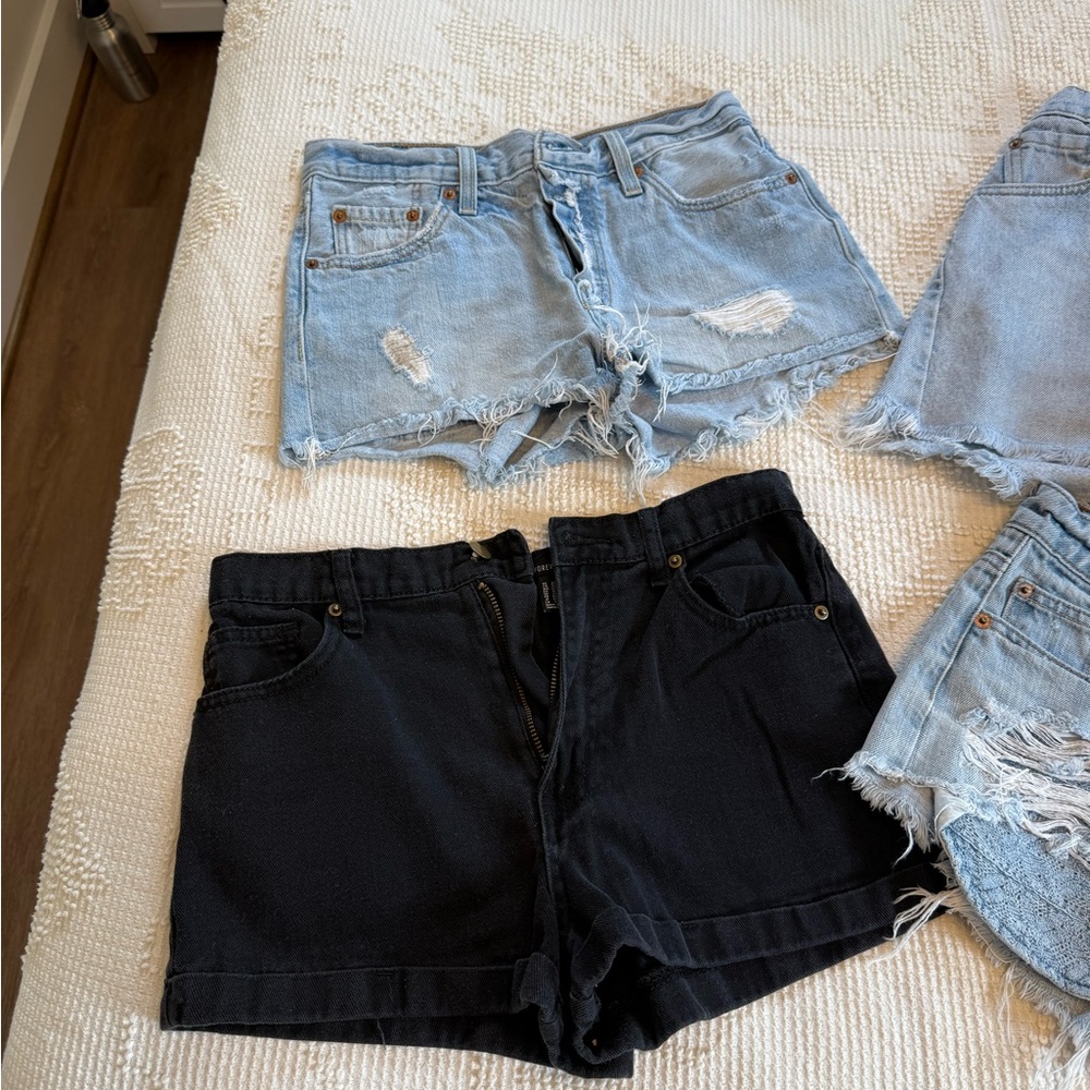 Stylish Black and Distressed Denim Shorts Set - Picture 2 of 12